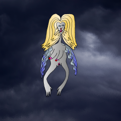 Harpya mot mörk himmel